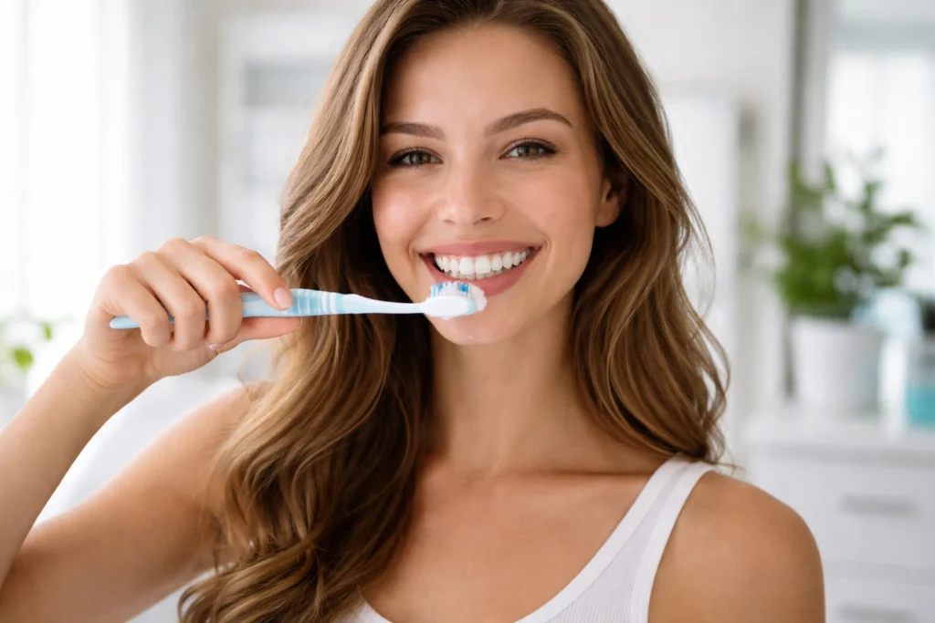 maintain dental care teeth whitening results brushing