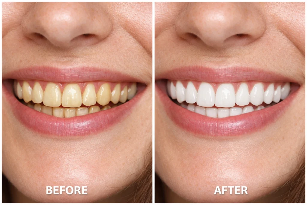 teeth whitening before and after real results comparison